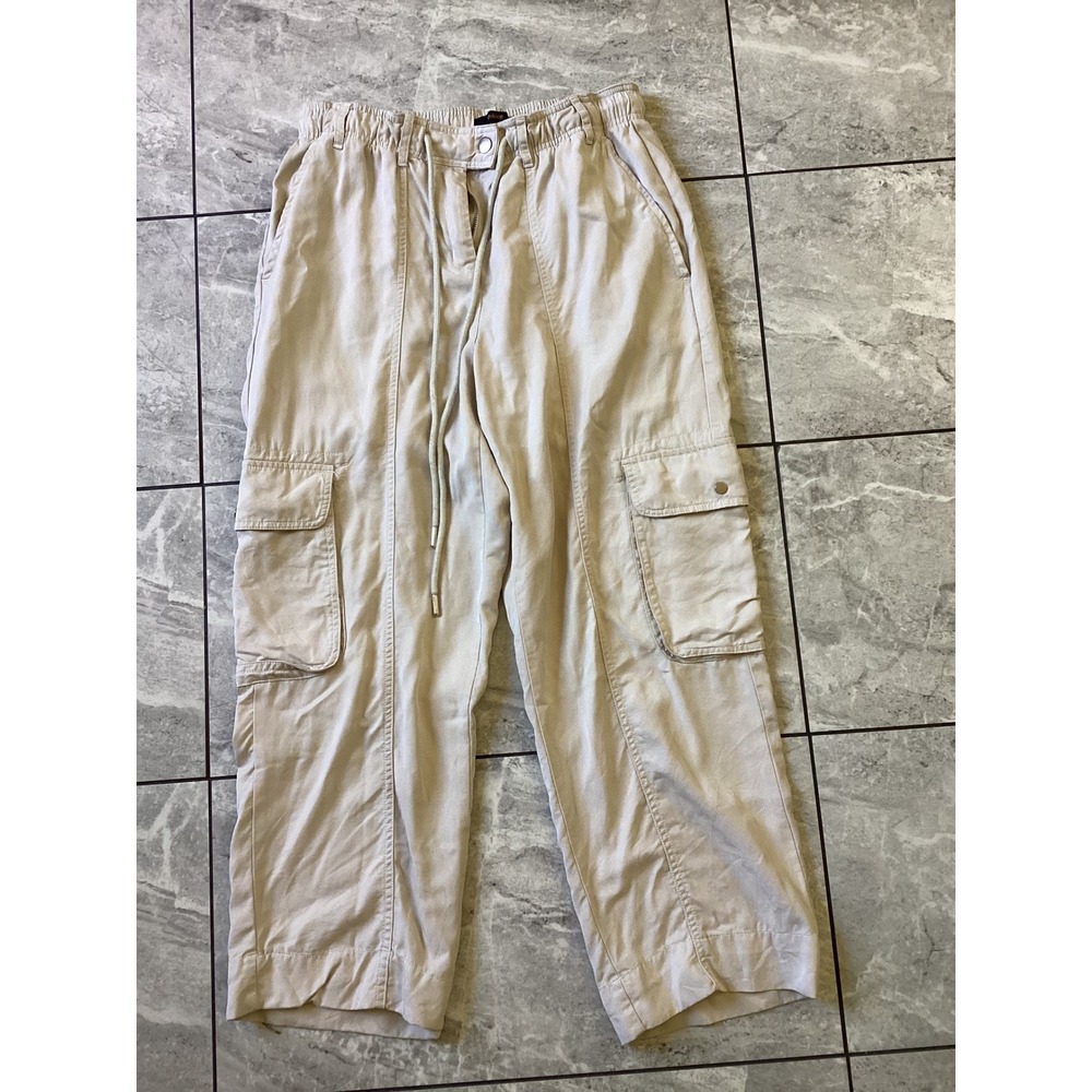 Quince Vintage Wash Tencel Drawstring Cargo Pants Shale Tan Size M SCP001